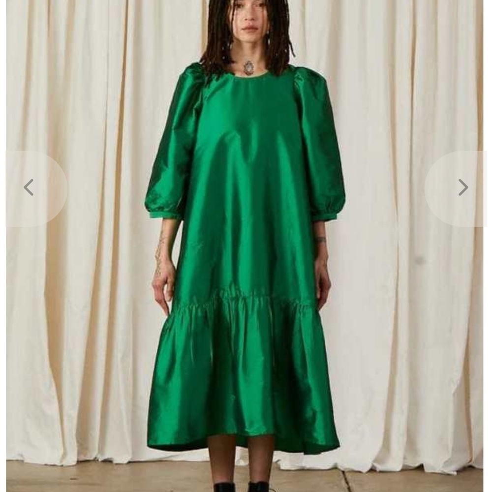 Ali Golden Kelly Green Taffeta Dress